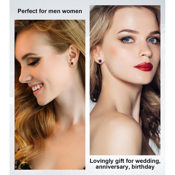 Womens Purple Cubic Zirconia 18K White Gold Plated 925 Sterling Silver Earrings - Picture 5 of 6